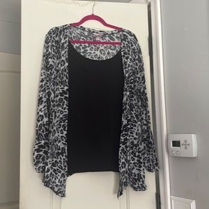 1 piece black top with cardigan